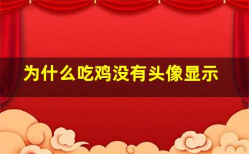 为什么吃鸡没有头像显示