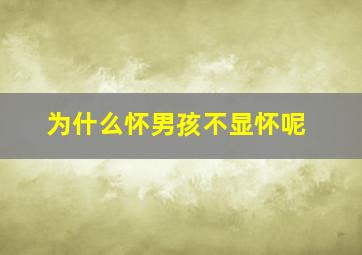 为什么怀男孩不显怀呢