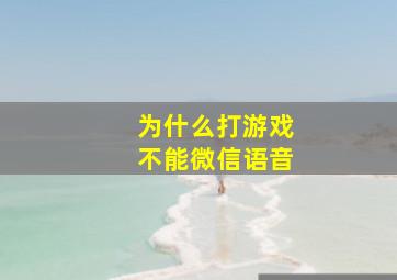 为什么打游戏不能微信语音