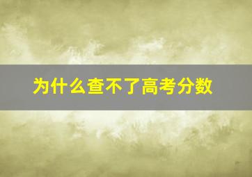 为什么查不了高考分数