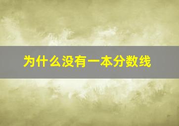 为什么没有一本分数线