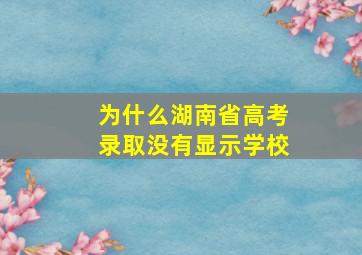 为什么湖南省高考录取没有显示学校