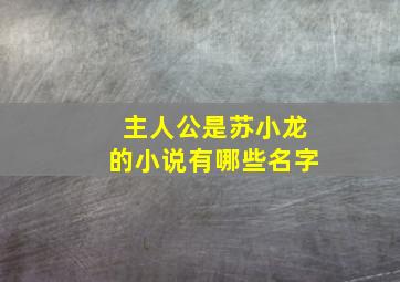 主人公是苏小龙的小说有哪些名字