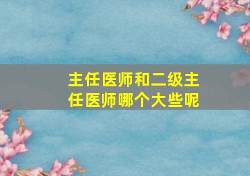 主任医师和二级主任医师哪个大些呢