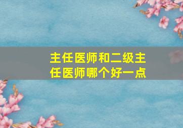 主任医师和二级主任医师哪个好一点