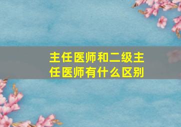 主任医师和二级主任医师有什么区别