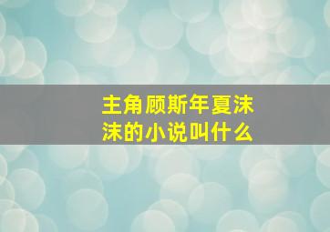 主角顾斯年夏沫沫的小说叫什么