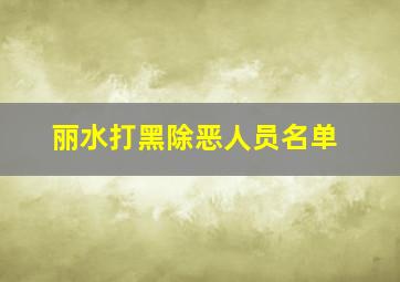 丽水打黑除恶人员名单