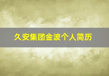 久安集团金波个人简历