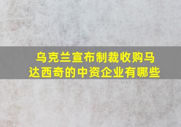 乌克兰宣布制裁收购马达西奇的中资企业有哪些