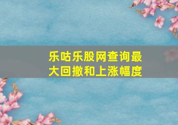 乐咕乐股网查询最大回撤和上涨幅度