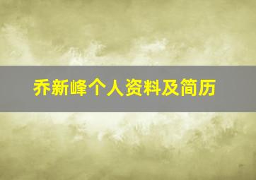 乔新峰个人资料及简历