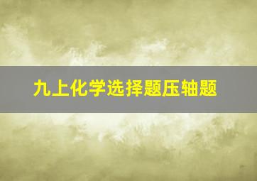 九上化学选择题压轴题