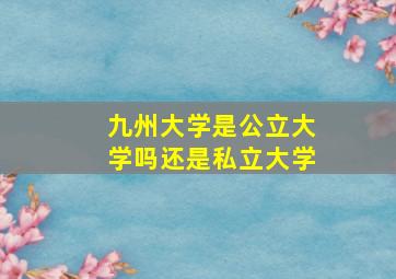 九州大学是公立大学吗还是私立大学