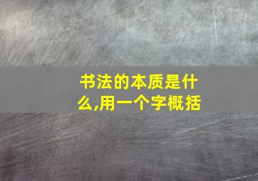 书法的本质是什么,用一个字概括