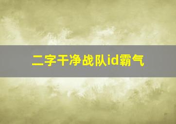 二字干净战队id霸气