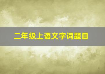 二年级上语文字词题目