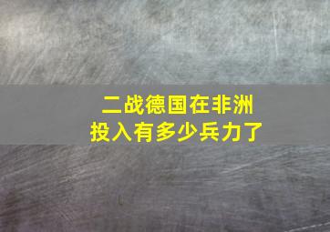 二战德国在非洲投入有多少兵力了