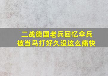 二战德国老兵回忆伞兵被当鸟打好久没这么痛快