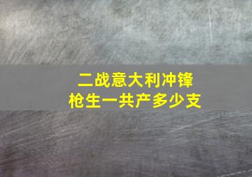 二战意大利冲锋枪生一共产多少支