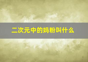 二次元中的妈粉叫什么