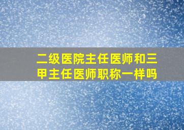 二级医院主任医师和三甲主任医师职称一样吗