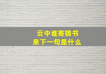 云中谁寄锦书来下一句是什么