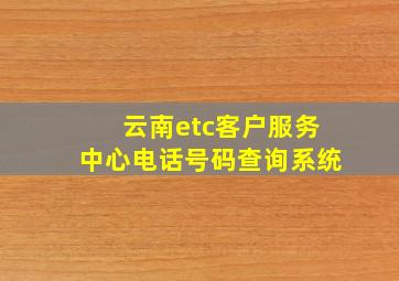 云南etc客户服务中心电话号码查询系统