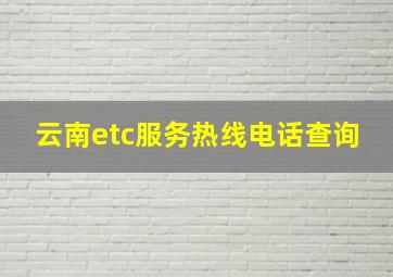 云南etc服务热线电话查询