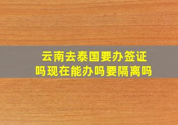 云南去泰国要办签证吗现在能办吗要隔离吗