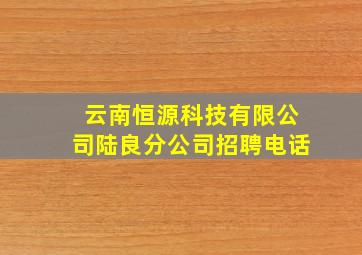 云南恒源科技有限公司陆良分公司招聘电话