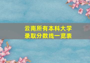 云南所有本科大学录取分数线一览表