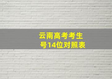 云南高考考生号14位对照表