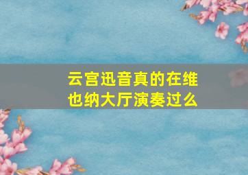 云宫迅音真的在维也纳大厅演奏过么