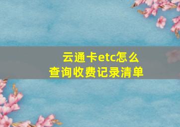 云通卡etc怎么查询收费记录清单