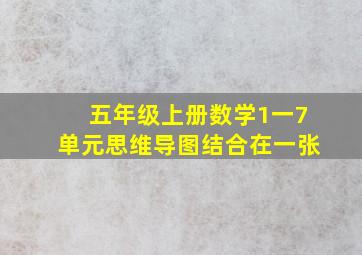 五年级上册数学1一7单元思维导图结合在一张