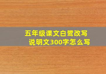 五年级课文白鹭改写说明文300字怎么写