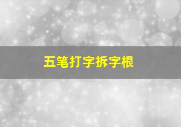 五笔打字拆字根