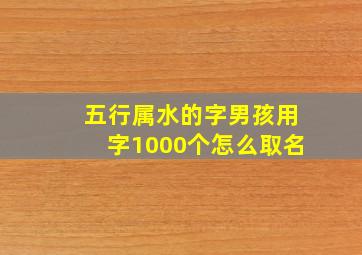 五行属水的字男孩用字1000个怎么取名