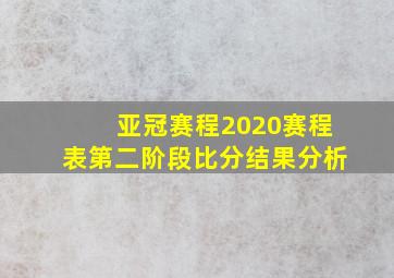 亚冠赛程2020赛程表第二阶段比分结果分析