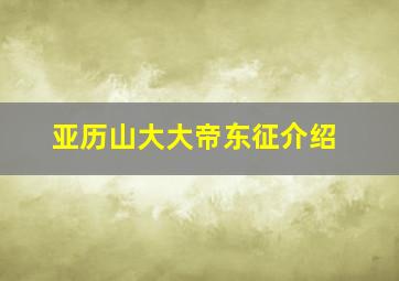 亚历山大大帝东征介绍