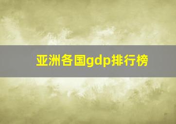 亚洲各国gdp排行榜