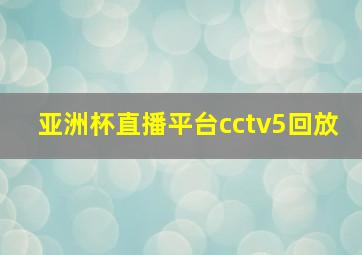 亚洲杯直播平台cctv5回放