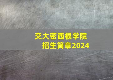 交大密西根学院招生简章2024