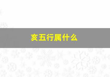 亥五行属什么