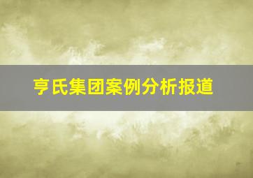 亨氏集团案例分析报道