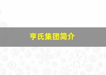 亨氏集团简介