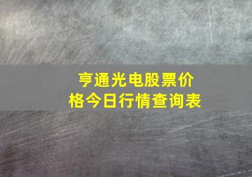 亨通光电股票价格今日行情查询表