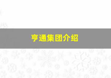 亨通集团介绍