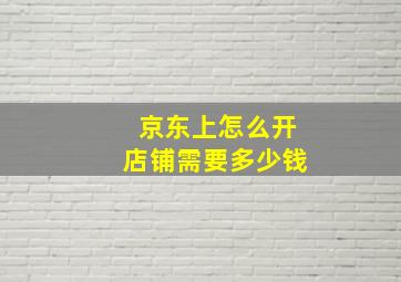 京东上怎么开店铺需要多少钱